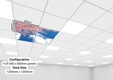 LED sky ceiling configuration - four 600 x 600 panels.