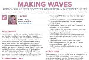 Improving Access to Water Immersion in Maternity Units