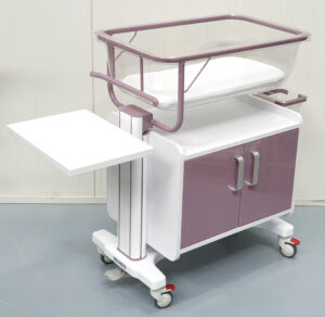 Hospital cot with cupboard